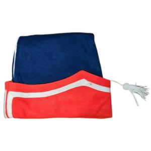 หมวกทรงบอนเนต์สไตล์ฝรั่งเศสหรือคอร์ซิกัน ยุคศตวรรษที่ 18 หรือ 19 ทำจากผ้าขนสัตว์สีน้ำเงินและสีแดง แต่งขอบสีขาว - Product Image 4