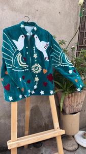 Rajasthani handmade Embroidered Velvet Jacket Boho Suzani Style <b>bird</b> Design Velvet Suzani Jacket - Product Image 4