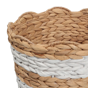 Vietnam Water Hyacinth Wastebasket Natural Woven Rubbish <b>Bin</b> Scalloped Seagrass Style Waste <b>Bin</b> Wholesale Home Storage - Product Image 5