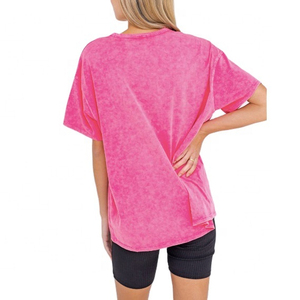 High Quality Winter Canvas <b>Acid</b> Washed Loose Women's Vintage T-Shirt <b>Drop</b> Shoulder Streetwear 100% Cotton Breathable Quick Dry - Product Image 6