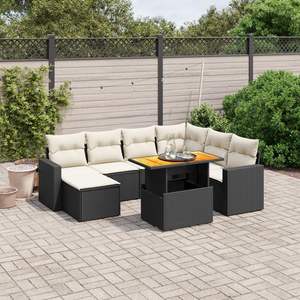 Conjunto de Sofás Modulares para Jardín de 8 Piezas, Ratán Sintético Negro, Colección de Muebles de Jardín Elegantes - Product Image 1