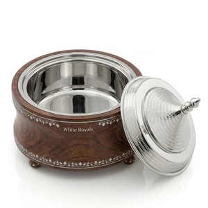 Premium Ramadan Insulated Hotpot Set Luxury Arabian Style Wooden Finish Stainless Steel Casserole Buffet For <b>large</b> Gathering - Product Image 3