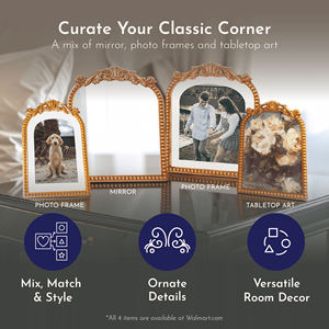 Specchio da Tavolo Regolabile con Supporto, 24,8 cm x 30,5 cm, Cornice Dorata in Filigrana - Product Image 3