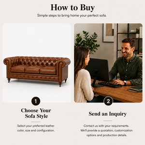 Traditional Chesterfield <b>Sofa</b> Genuine Leather Three Seat Tufted Back Rolled Arms <b>Wood</b> Legs Living Room Furniture Leather <b>Sofa</b> - Product Image 5