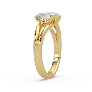 Anillo de Compromiso de Oro de 14K con Diamante Cultivado en Laboratorio con Certificación IGI, Diseño de Tallo Dividido, para Mujer, Elegante Anillo de Boda - Product Image 3