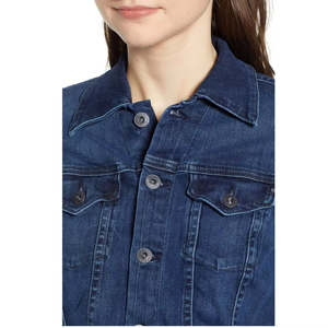 แจ็คเก็ตยีนส์ผู้หญิงสีพื้นคุณภาพสูง ดีไซน์ใหม่ เสื้อโค้ทลำลองสำหรับผู้หญิง แจ็คเก็ตยีนส์ขาดๆ สำหรับผู้หญิง - Product Image 2