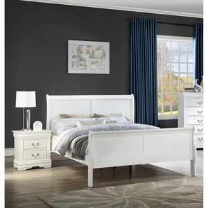 <b>Queen</b> <b>Size</b> Louis Phillipe Solid Wood Sleigh <b>Bed</b> White Bedroom Furniture 1pc <b>Bed</b> - Product Image 3