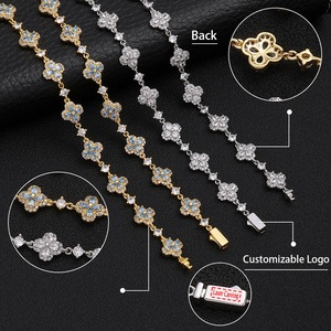 Collier en argent 925 pour femme avec moissanite, chaîne fleur bleue, diamant certifié, léger, bijoux de luxe pour mariée, cadeau élégant - Product Image 4