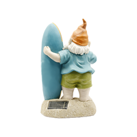 Figurine de gnome de plage sculptée en résine, planche de surf solaire lumineuse 'Bienvenue', décoration de jardin, ornement nautique côtier, vente en gros B2B CN