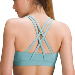 Soutien-gorge de sport pour femme RAPID SPORTS de haute qualité, simple, uni, à maintien élevé, col en U, séchage rapide, respirant, en Spandex/Nylon, pour la gym - Product Image 6