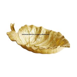 Bol de service de conception de feuille de luxe pour la maison plat de service de restaurant bol de fruits secs de couleur or nouvelle conception bol de soupe de service en métal - Product Image 1