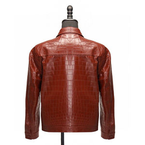 Blouson en cuir gaufré crocodile pour homme – Veste de motard en cuir véritable motif croco de luxe – Vêtement d'extérieur d'hiver – Vente en gros personnalisée - Product Image 6