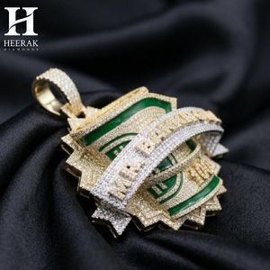 Collar con Colgante Personalizado de Hip Hop, Estilo Iced Out, con Diseño de Billete de 100 Dólares y Esmalte Verde, para Hombre - Product Image 5
