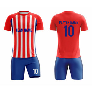 Ensemble de maillot de football imprimé bleu unisexe, manches courtes, polyester respirant, anti-UV, coupe athlétique, hiver, toutes saisons - Product Image 2
