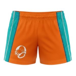 Ensemble short et maillot de netball sublimé pour homme, orange et turquoise, en polyester léger, uniforme de sport avec empiècements latéraux, pour entraînement et match - Product Image 4
