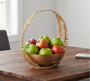 Premium Handmade <b>Metal</b> <b>Bowl</b> With Leaf Design Polished Gold Finish Glam Decorative Centerpiece For Wedding Or Home Display - Product Image 6