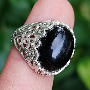 Black Onyx <b>Ring</b> 925 Sterling <b>Silver</b> Handmade Boho <b>Statement</b> Promise <b>Ring</b> for Women Natural Oval Black Onyx <b>Ring</b> July Birthstone - Product Image 6