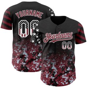 Camiseta de Béisbol Personalizada Negra con Bandera de EE. UU., Camuflaje Blanco-Naranja Degradado, Estrellas y Rayas, Dos Tonos, Auténtica 100% - Product Image 6