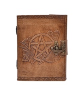 Carnet de notes vierge en cuir fait main, Grimoire des Ombres, Pentagramme Wiccan, Journal de bureau, Cadeau personnalisé pour l'université et la poésie