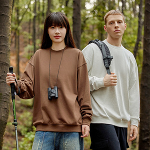 เสื้อสเวตเชิ้ตคอกลมโอเวอร์ไซส์ ผ้าฝ้ายถัก 100% สีพื้น ยูนิเซ็กส์ สวมใส่สบายๆ สำหรับฤดูใบไม้ร่วง - Product Image 6