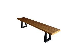 Modern Solid Wood Patio <b>Bench</b> Metal Frame Outdoor <b>Bench</b> Rectangular Seating for <b>Garden</b> Patio - Product Image 5