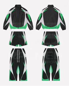 Men's Sporty Tracksuit <b>Set</b> 100% Nylon Quick Dry Summer Jacket Shorts Pants Regular Fit Adult Wear Sublimation Print Spring - Product Image 2