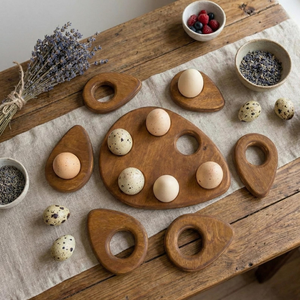 Bandeja para Huevos de Madera con Forma Ovalada, Organizador Decorativo para Almacenamiento de Huevos, para Encimera de Cocina, Mesa de Desayuno, Despensa, Cocina Estilo Rústico - Product Image 4