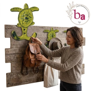 Gancho de Pared de Metal Amarillo con Diseño de Tortuga Marina, 2 Ganchos, Ecológico, Vintage, Novedoso, Diseño Animal, Hecho a Mano, Decorativo para Ropa - Product Image 2
