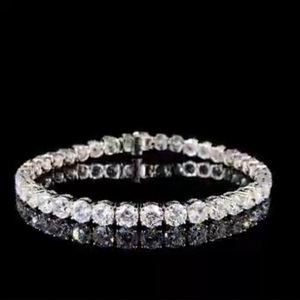 14K White Gold Tennis Bracelet Brilliant Cut Lab Grown Diamond <b>Bangle</b> VVS2 Clarity F Color IGI Certified Unisex Wedding Luxury - Product Image 3