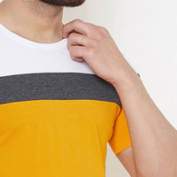 T-shirt pour homme bicolore 100% coton, décontracté, respirant, séchage rapide, élégant, tendance, mode streetwear, manches courtes, à porter au quotidien