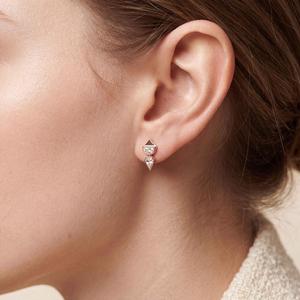 Élégantes boucles d'oreilles demi-lune en diamants de laboratoire de 3,00 CTW serties en or rose 9 carats – Design de bijoux de mode haut de gamme - Product Image 6