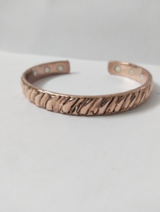 Copper Cuff <b>Bracelet</b> With Cross Embossed Design Fashionable <b>Metal</b> Jewelry For Men Women - Product Image 3
