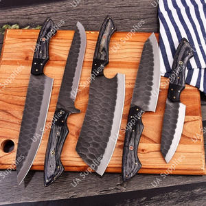 Couteau de chef en acier inoxydable 12C27 forgé à la main, lame ultra-affûtée, manches en bois noir, sac en cuir pour barbecue et camping - Product Image 5