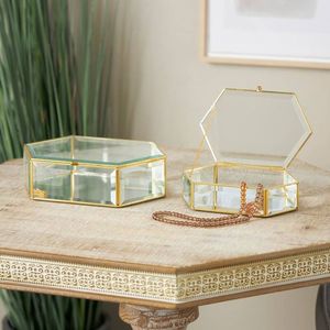 Boîte de rangement en verre biseauté noir personnalisée et faite à la main avec cadre métallique pour organiser les bijoux, boîte de rangement en métal et en verre - Product Image 4