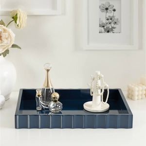 Bandeja Decorativa Rectangular de Cerámica en Azul Marino, Diseño Minimalista, Acabado Revestido, Pieza Única - Product Image 2