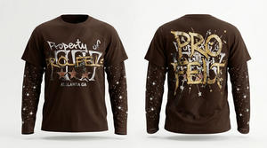 Camiseta de Manga Corta con Decoración de Pedrería, Estilo Urbano, 100% Algodón, Felpa Gruesa de 450 GSM, Transpirable, con Logotipo Personalizado - Product Image 2