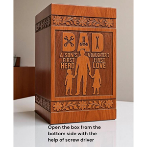 Personalized Dad Memorial Urn: Handcrafted Rosewood, Engraved Family Design Memorial Keepsake by AYAANS - Product Image 6