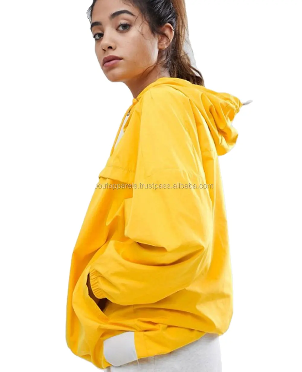 Chaqueta con capucha de alta calidad para hombre y mujer, Jersey ligero de nailon, Anorak, rompevientos, color amarillo