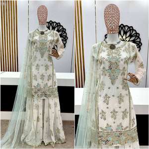 Presentamos un Nuevo Traje de Diseñador de Alta Calidad para las 4 Estaciones, con Top, Pantalón y Dupatta, con Bordado Intenso, Vestido Tradicional - Product Image 4