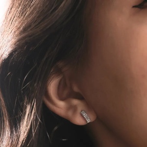 14k/18k Gold Emerald Lab Grown Diamonds Earrings Hoops DEF VVS Eternity Hoop Earrings for Women Fine Jewelry Earrings Wholesale - Product Image 4