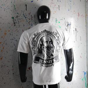 T-shirt décontracté pour homme en coton blanc In Hunnit K We Trust, manches courtes, col rond, coupe classique, motif imprimé lettres CLUSH SPORTS - Product Image 5