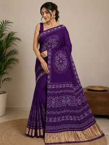 Sari de Diseño con Estampado Bandhani de Seda Gajji Inspirado en Gujarat - Product Image 3