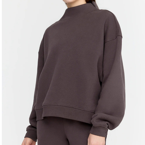 Sweat-shirt surdimensionné à col roulé pour femme, col rond, couleur unie, manches longues, tricoté, vêtements d'automne - Product Image 2