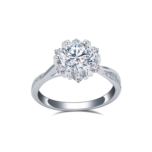 Anillo de Compromiso de Diamante Redondo de Corte Brillante en Oro Blanco, Estilo Clásico para Mujer, Piedra Natural Certificada por GIA, Color D - Product Image 1