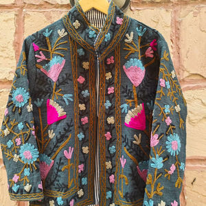 Chaqueta de terciopelo Sarong para mujer |   Prenda Exterior Abierta con Estampado Floral Étnico Vintage |   Fabricante Mayorista de Regalos Personalizados para Mujeres - Product Image 1