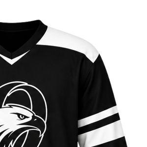 Black White Sublimation Ice Hockey Jersey Long Sleeve <b>Athletic</b> Team Uniform Match Shirt Outdoor Training Wear Hockey Sports - Product Image 3