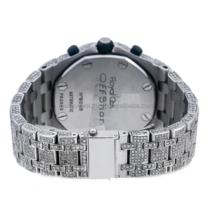 Reloj de diamantes de diseñador de cuarzo natural de alta calidad Iced Out VVS Claridad forma redonda Reloj de acero inoxidable Hip Hop tendencia - Product Image 3