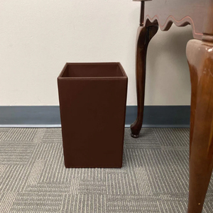 Dark Brown Bonded Leather Waste Bin Brown Rectangular Leather Paper Basket - Product Image 2