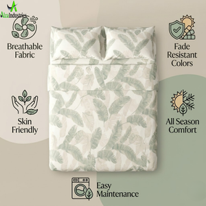 King Size Tropical Leaf Printed Bedsheet <b>Set</b> | Soft Cotton <b>Bedding</b> <b>Set</b> with Pillow Covers Lightweight Breathable Premium Bedroom - Product Image 4
