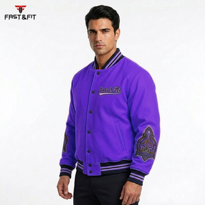 Custom Logo Streetwear High Quality Embroidery Breathable Windproof <b>Winter</b> <b>Fleece</b> Bomber Varsity Jacket Unisex - Product Image 3
